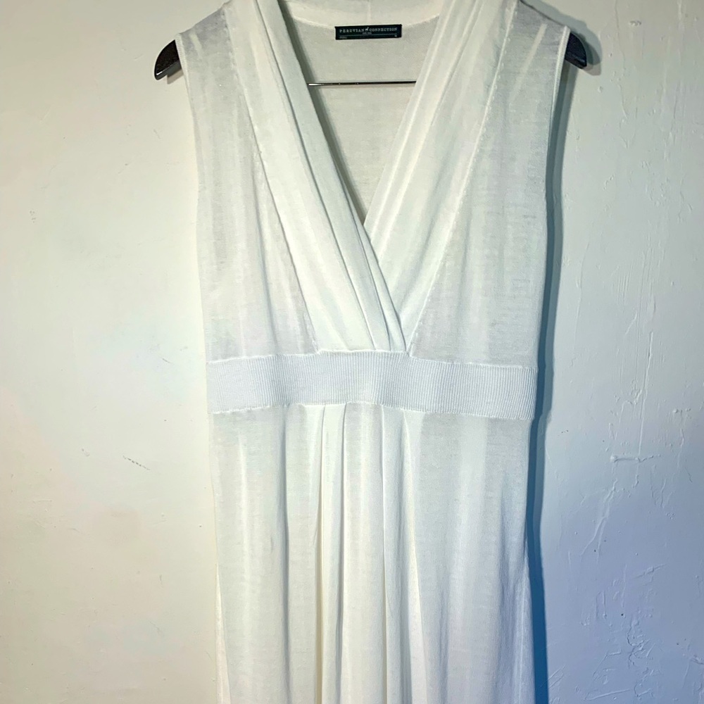 Peruvian Connection white Adriatico Maxi Dress 100% cotton Raw